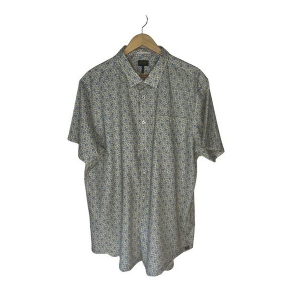 Good Man Brand Men’s Green Blue Floral Print Short Sleeve Button Down Shirt‎ XXL